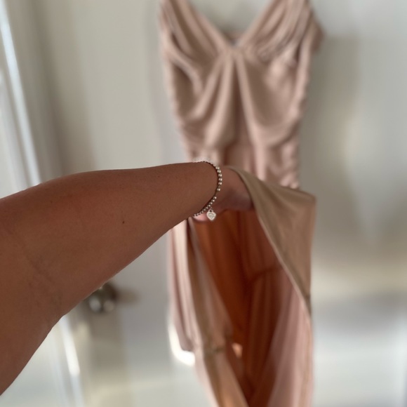 Nude A-Line Dress, 95% Polyester, 5% Spandex - Picture 3 of 9